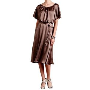 Anthropologie HD Paris “Ravie”Dress flutter sleeve bronze metallic midi dress